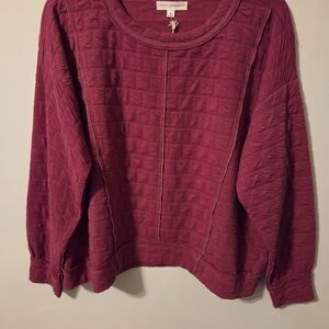 Coco + Carmen Women's Berry Textured Sweatshirt